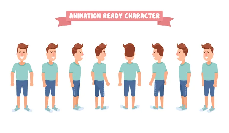 Flat Guy Character  Illustration