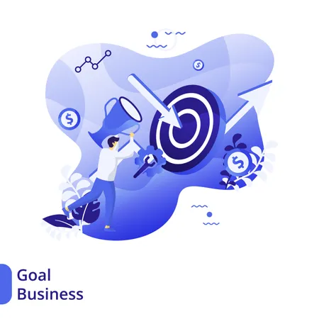 Flat Illustration of Business Goals Illustration