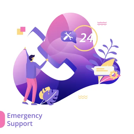 Flat Illustration of Emergency Support Illustration