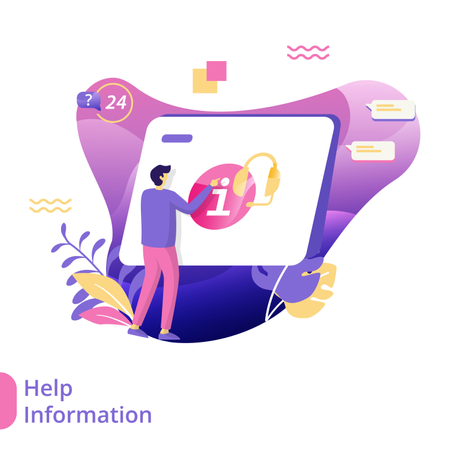 Flat Illustration of Help Information  Illustration