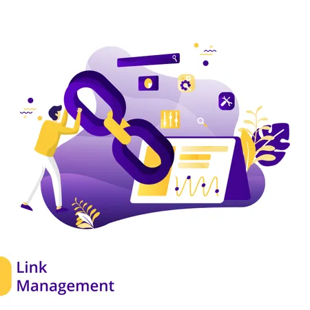 Flat Illustration of Link Management  Illustration