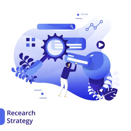 Flat Illustration of Research Strategy Illustration