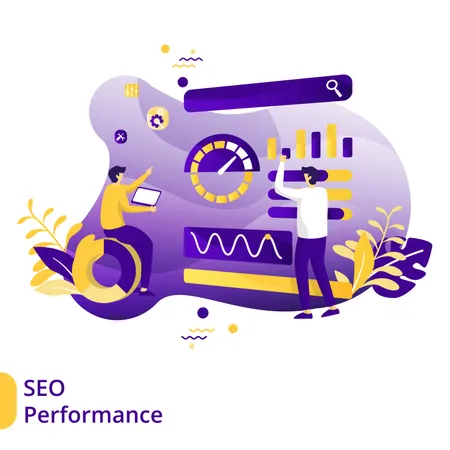 Flat Illustration SEO Performance The Concept Of Search Engine Optimization Can Be Used For Landing Pages Web Ui Banners Templates Backgrounds Posters Vector Illustration