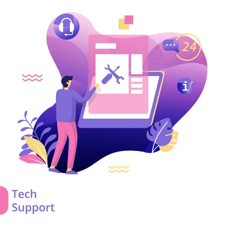 Flat Illustration Tech Support The Concept Of Help And Support Can Be Used For Landing Pages Web Ui Banners Templates Backgrounds Posters Vector Illustration