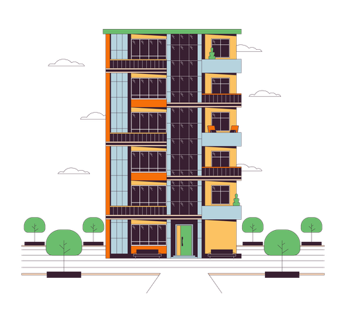 Flats apartment multistory  Illustration