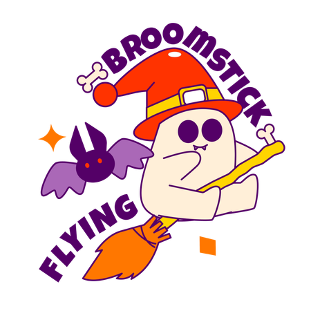 Flaying broomstick  Illustration