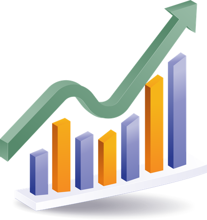 Análisis de datos de gráfico de barras con flecha  Ilustración