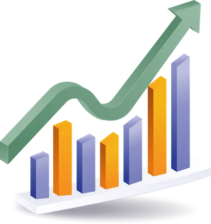 Análisis de datos de gráfico de barras con flecha  Ilustración