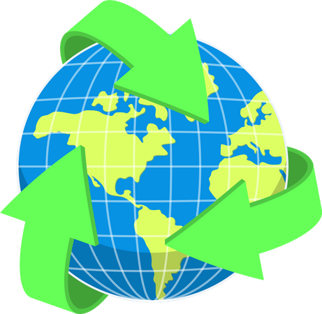Flecha de reciclaje planeta Tierra  Ilustración