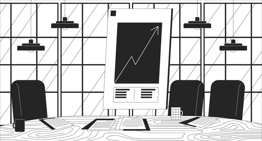 Tableau blanc à flèches grandissantes pour salle de conférence  Illustration