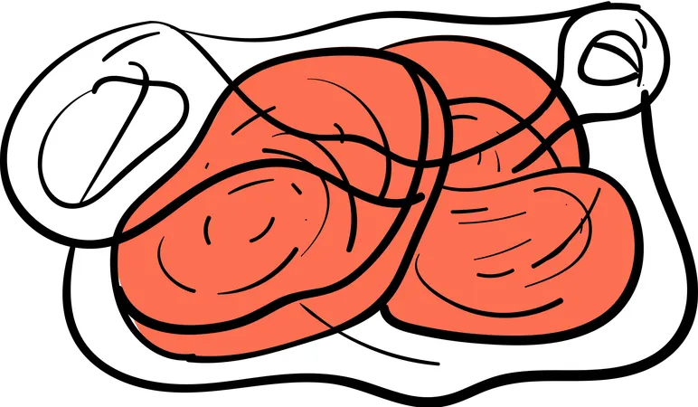 Fleischscheiben in Plastik  Illustration