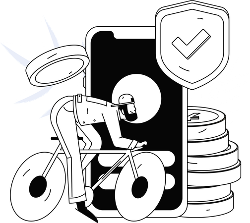 Hart arbeitender Mann macht sichere Investitionen  Illustration