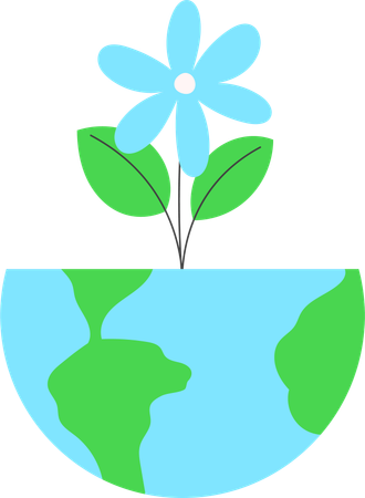 Fleur sauvage poussant sur un globe terrestre comme symbole de la nature  Illustration
