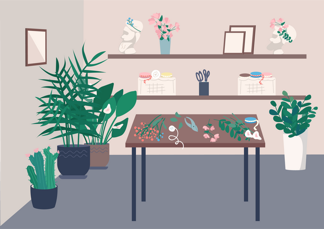 Atelier de fleuriste  Illustration