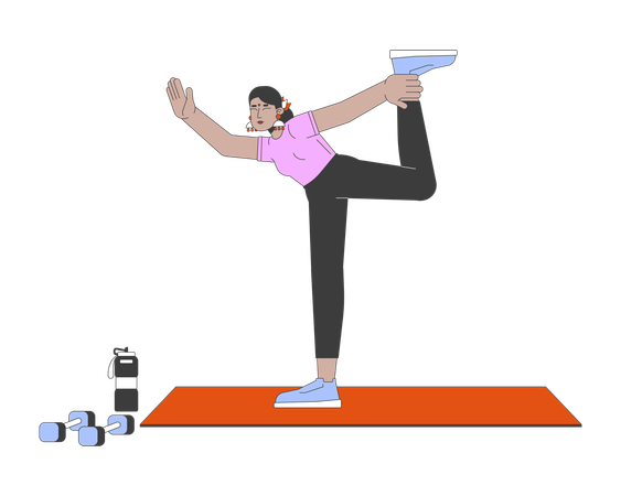 Flexible indian woman doing yoga  Illustration