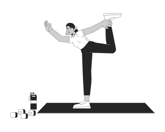 Flexible indian woman doing yoga  Illustration