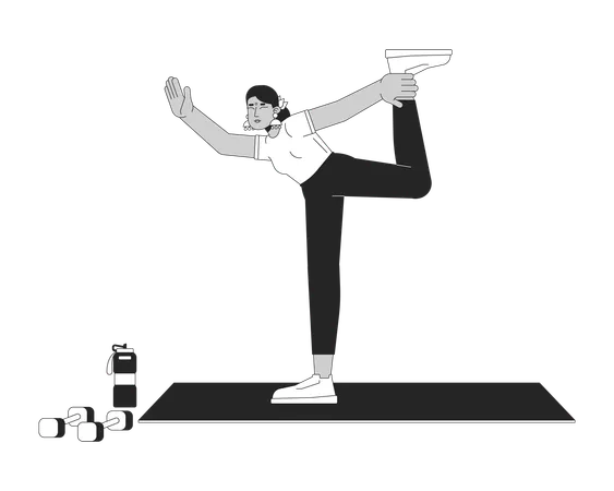 Flexible indian woman doing yoga  Illustration