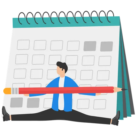 Flexible Work Schedule Or Challenge To Overcome Deadline Or Project Timeline Difficulty Project Management Or Timetable Concept Confident Businessman Using Pencil Pole Vault Jumping Over Calendar Illustration