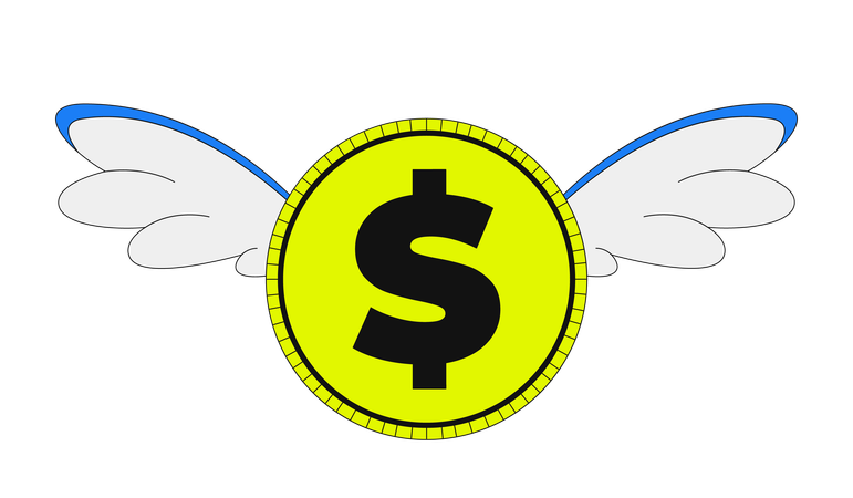 Fliegende Dollarmünze mit Flügeln  Illustration