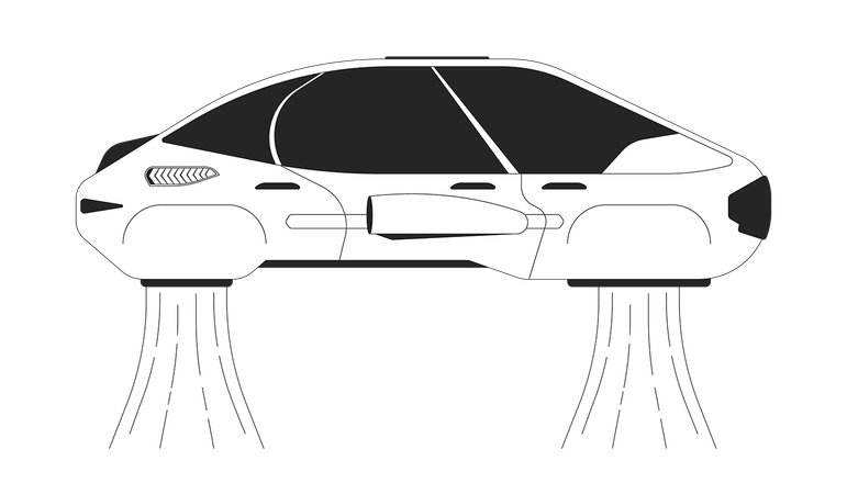 Fliegendes Auto ohne Fahrer  Illustration