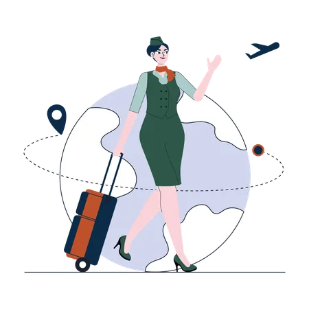 Flight Attendant  Illustration