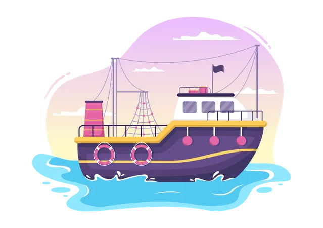 Floating Boat Illustration