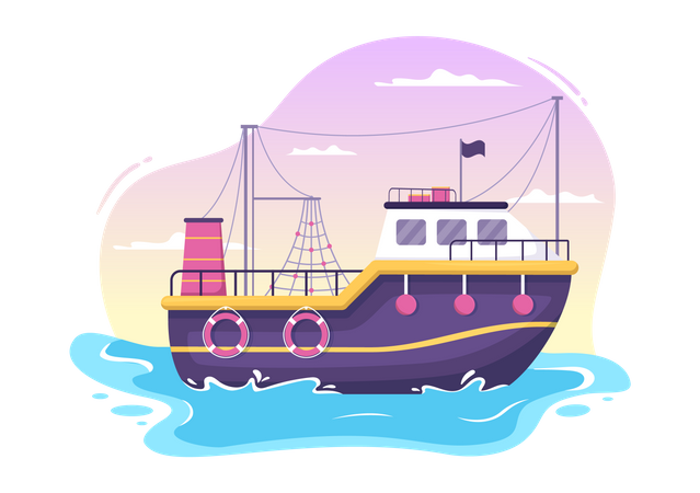 Floating Boat  Illustration