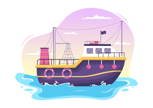 Floating Boat  Illustration