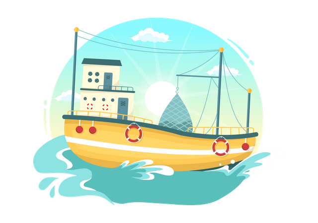 Floating Boat  Illustration