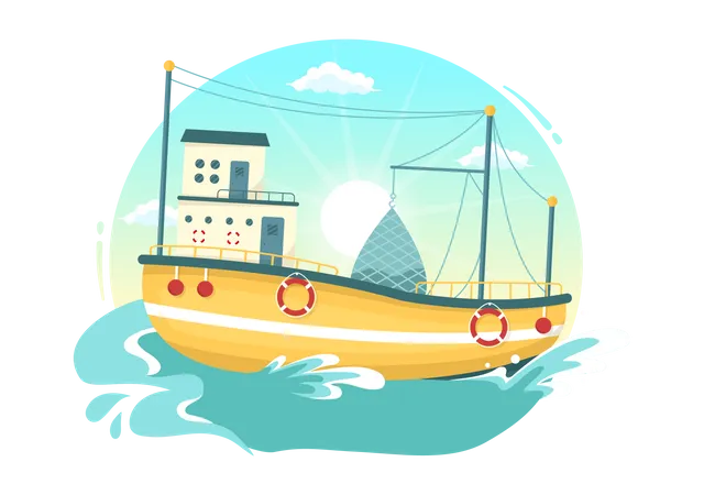 Floating Boat  Illustration