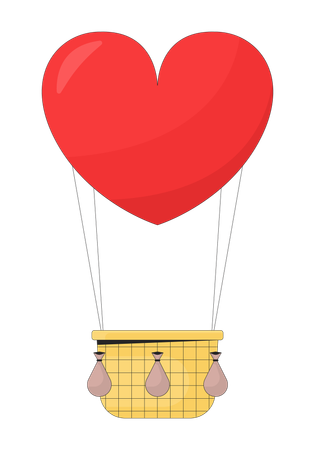 Floating hot air balloon  일러스트레이션