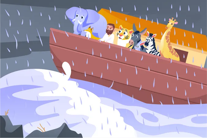 Flood and heavy rain  Illustration