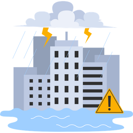 Flood in city  Illustration