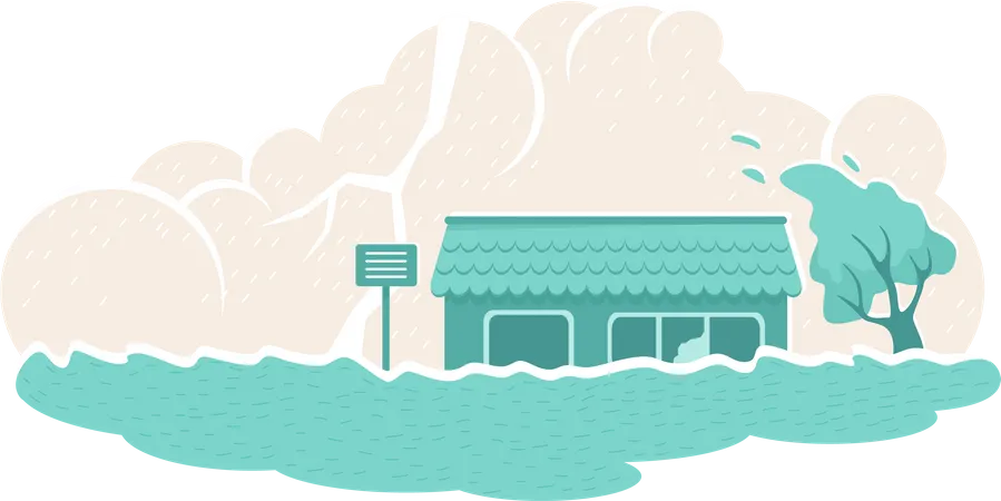 Flood natural disaster  Illustration