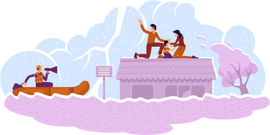 Flood rescue  Illustration