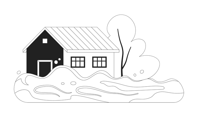 Flooded house  Illustration