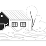 flooded house illustration