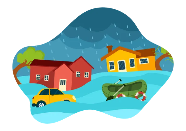 Flooded House  Illustration