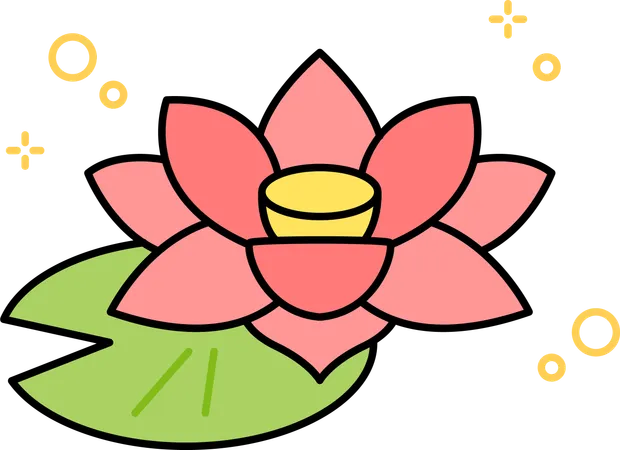 Flor de lótus na lagoa  Ilustração