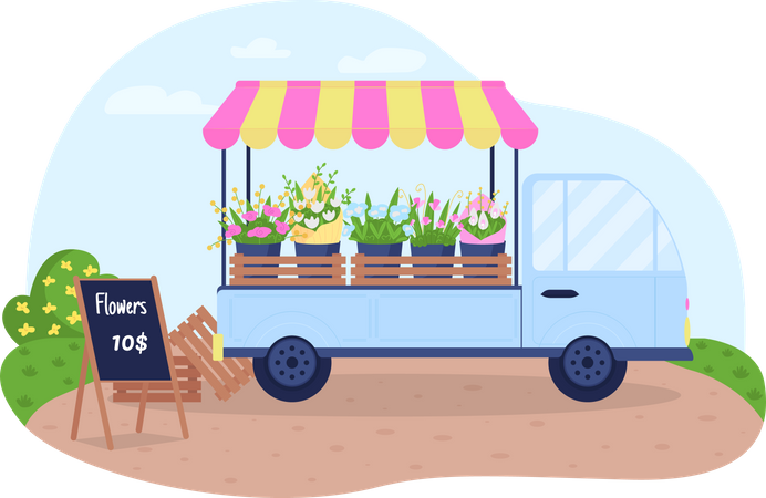 Floral cart  Illustration