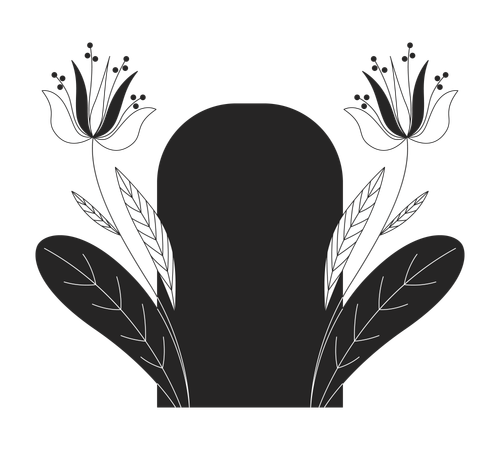 Floral frame decorated by fresh leaves and delicate stems flowers  Illustration