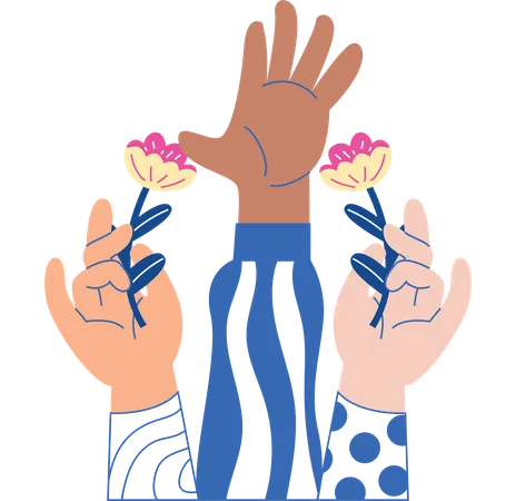 Featuring Hands Holding Flowers This Artwork Celebrates Womanhood With A Floral Tribute Symbolizing Beauty Growth And The Nurturing Nature Of Women Its A Metaphor For The Nurturing Roles Women Play In Society Illustration