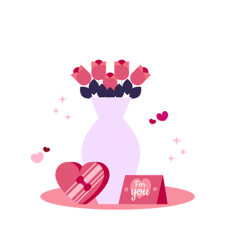 Florero de san valentín  Ilustración