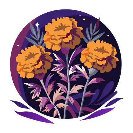 Flores de calêndula  Ilustração