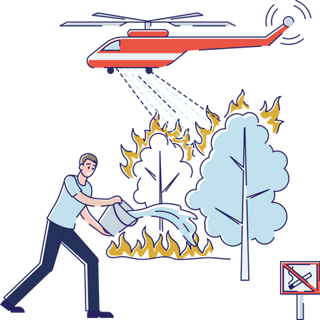 Incêndio florestal de emergência  Ilustração