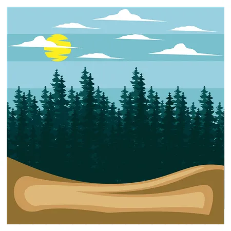 Vista da floresta  Ilustração