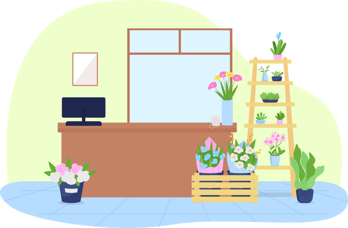 Interior da floricultura  Ilustração