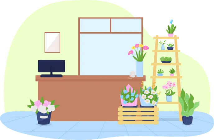 Interior da floricultura  Ilustração