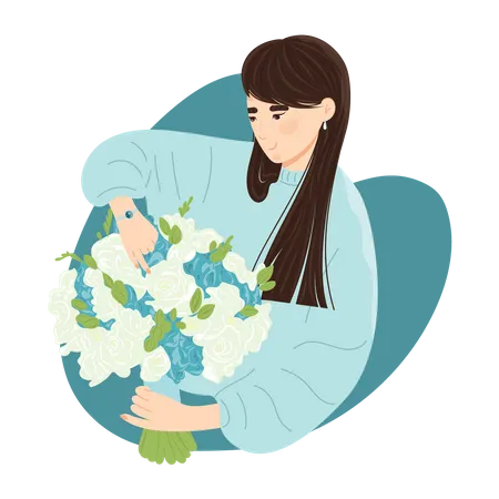 Florist selling bouquet  Illustration