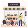 illustrations for person buying flowers